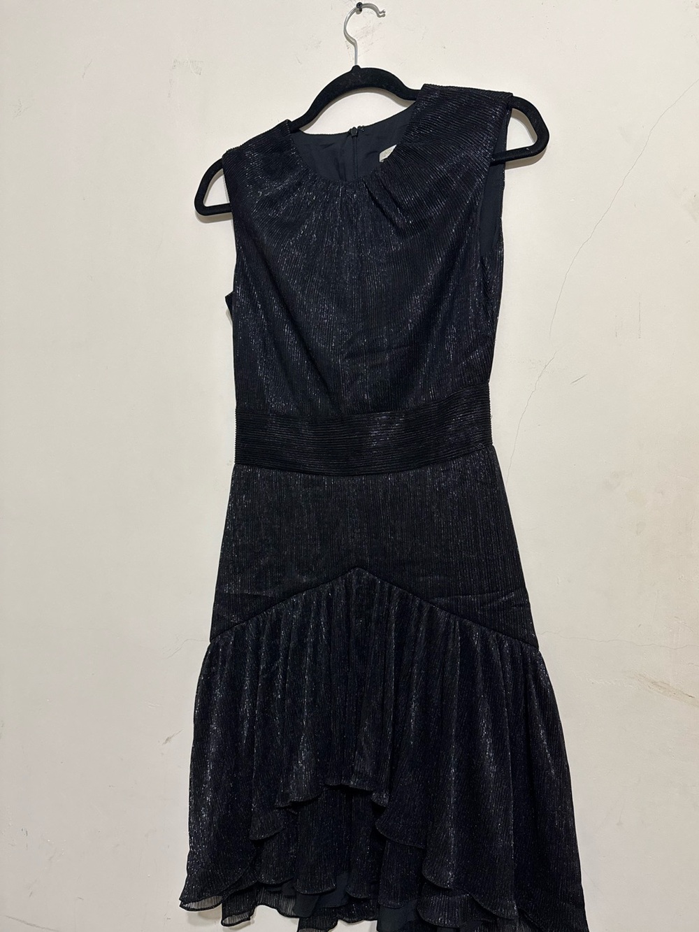 Shoshanna Black One-Shoulder Shimmer Dress